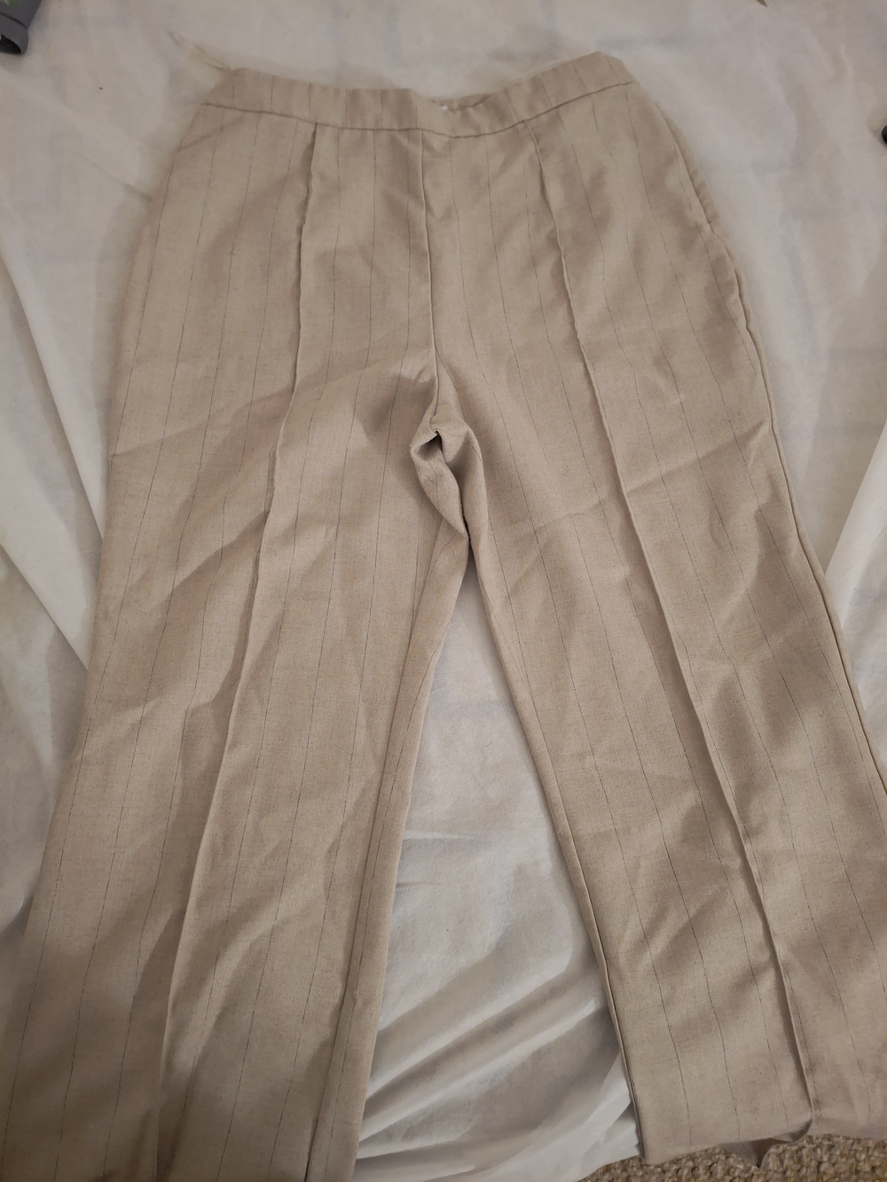 Fashion Nova Beige Pinstripe Men's Dress Pants